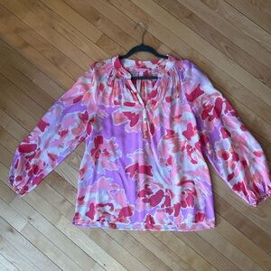 Lilly Pulitzer silk v-neck blouse.